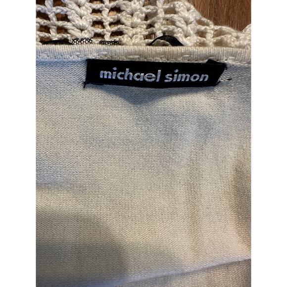 Michael Simon Vintage Cream & Black Lace Grannycore 90's Boho Cardigan, XL - Picture 8 of 8